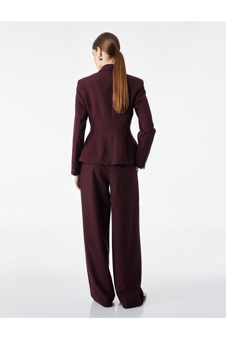 Long Sleeve Shaped Waist Notch Lapel Blazer, Alternate, color, BORDEUX