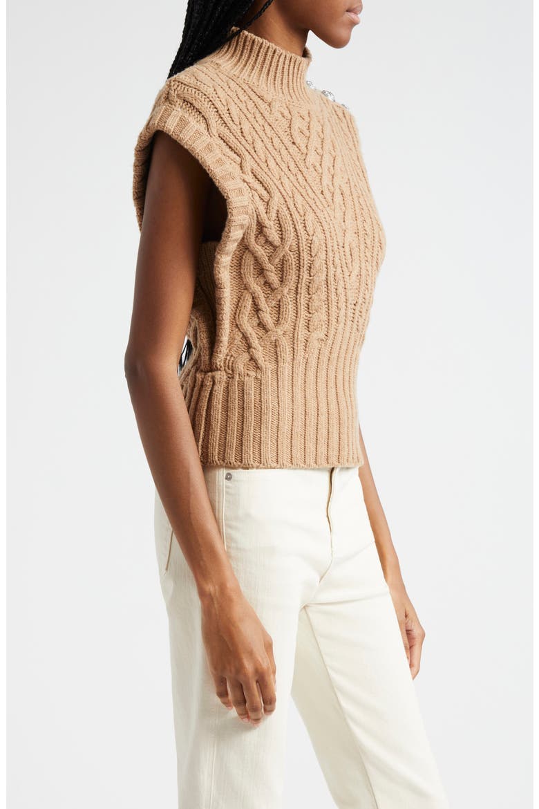 Holton Wool Button Shoulder Cap Sleeve Sweater, Alternate, color, RUSSET