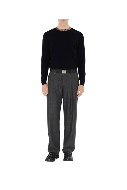 Burberry Crew Neck Knitwear With Distinctive Patterned Collar