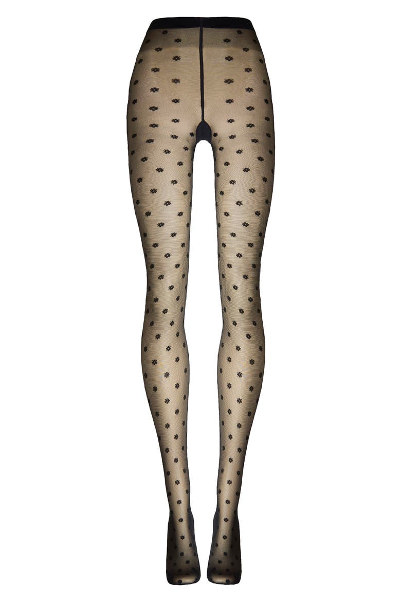 Daisy Sheer Tights, Alternate, color, BLACK/ BLACK