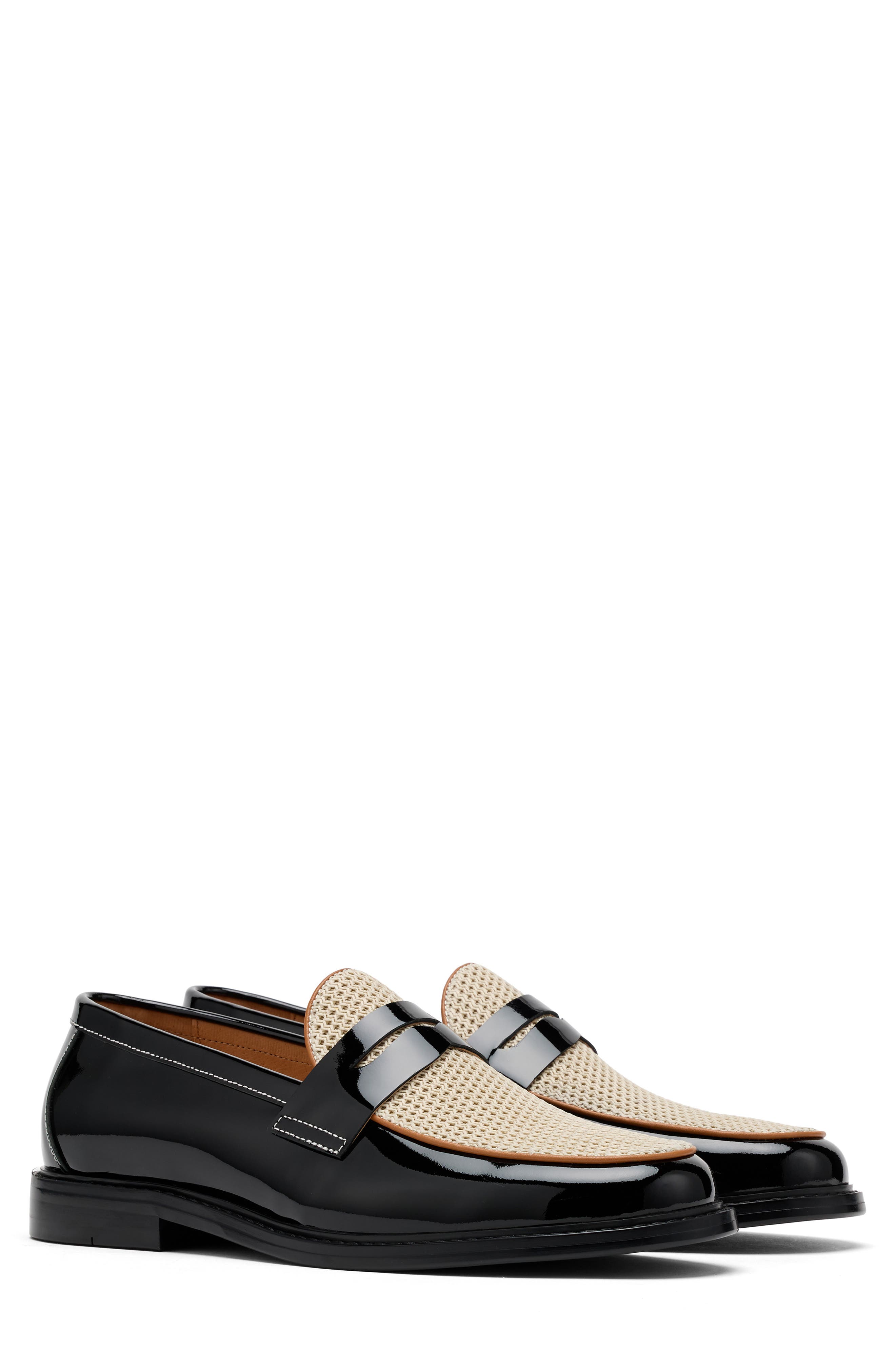 MARC NOLAN Calum Mesh Penny Loafer, Main, color, Black/ White