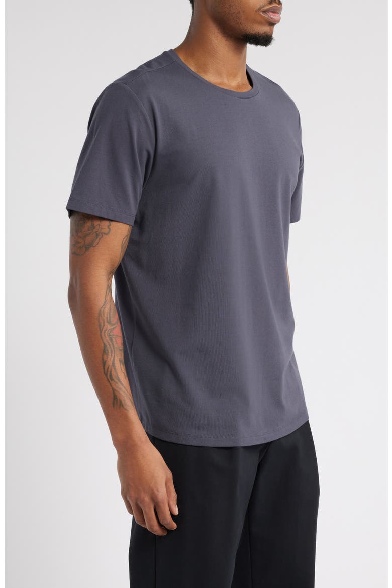 Crewneck Stretch Cotton T-Shirt, Alternate, color, GREY STONEHENGE