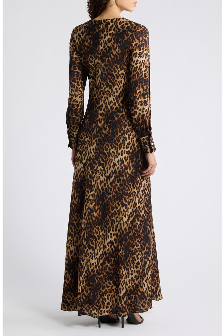 The Lauren Long Sleeve Cheetah Print Silk Blend Dress, Alternate, color, CHEETAH