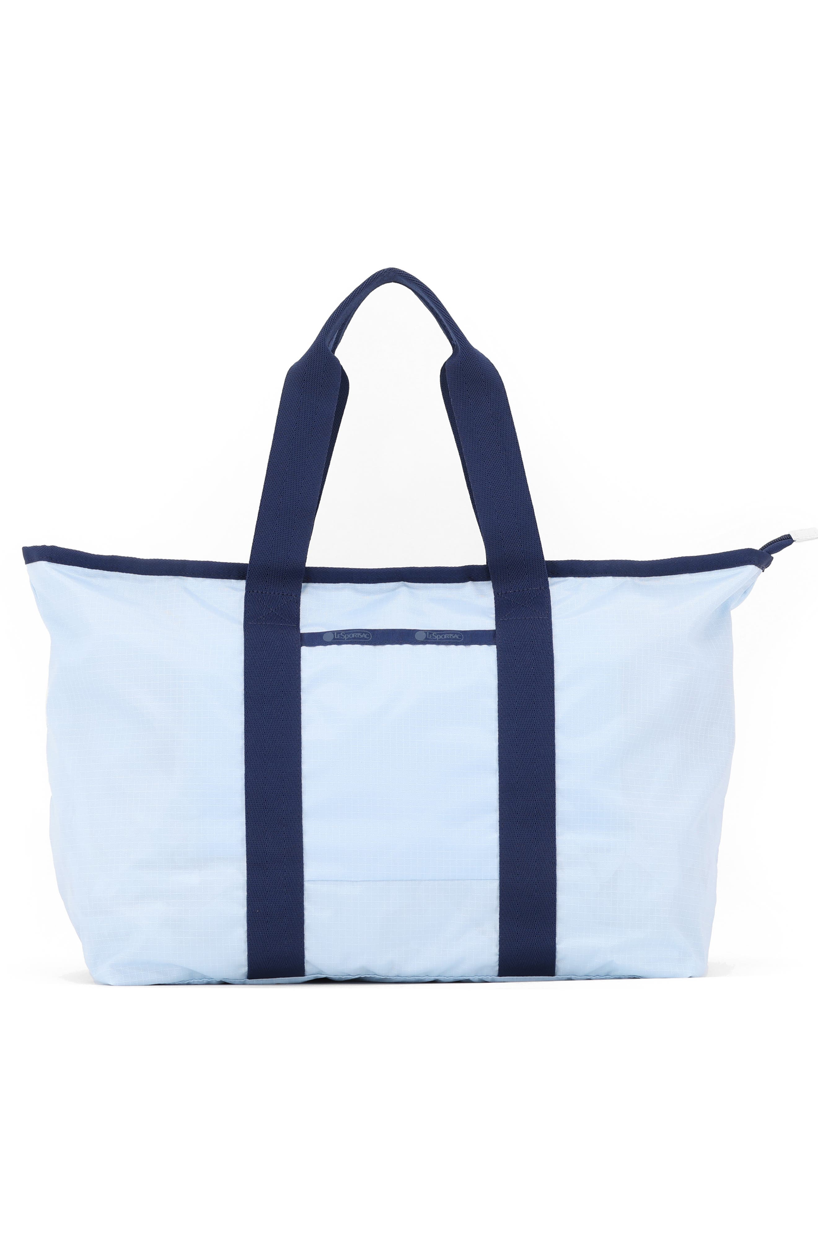 E/W Packable Tote Bag, Alternate, color, ICE BLUE/ DEEP NAVY