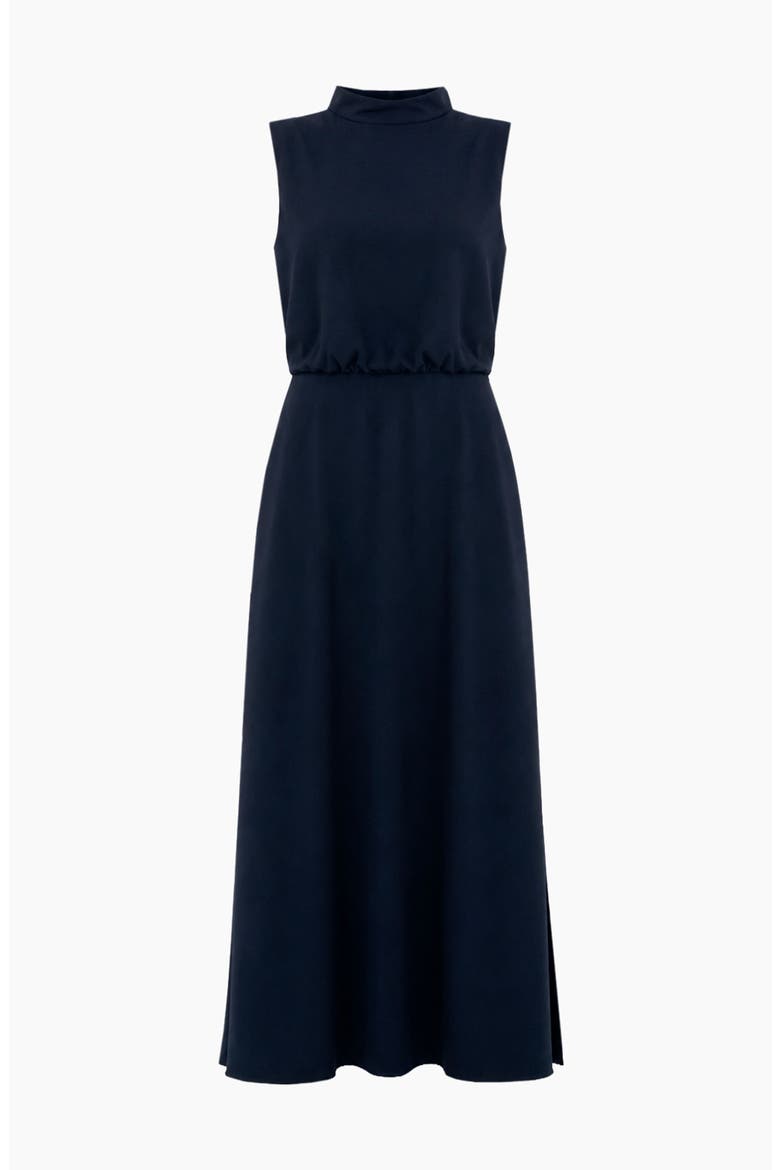 High-Neck Sleeveless Long Dress with Side Slit, Alternate, color, Navy Blue