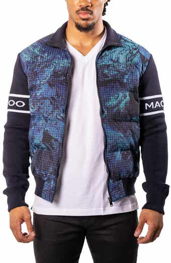 Maceoo Oceanography Mixed Media Insulated Bomber Jacket