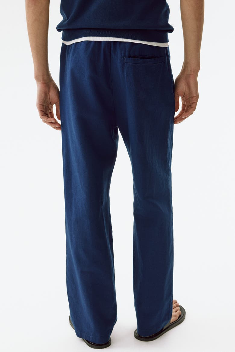 Regular Fit Linen-blend Trousers, Alternate, color, Dark blue
