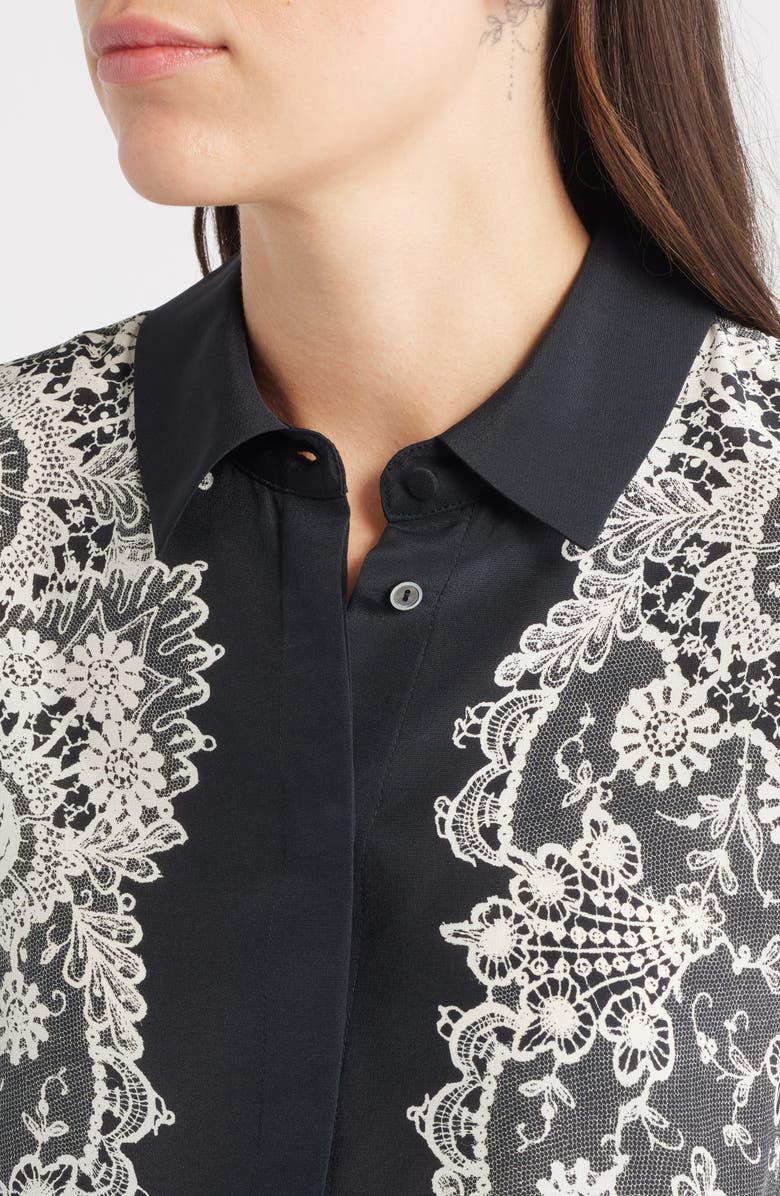 KOBI HALPERIN Willa Lace Silk Shirt, Alternate, color, Black Multi