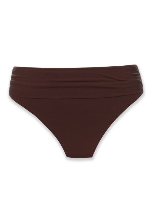 Helen Jon Shirred Bottom In Textured Chocolate Brown