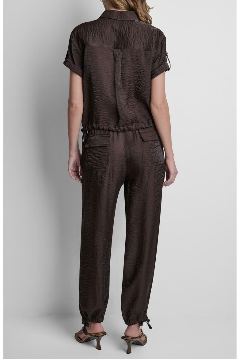 Twinkle Crinkle Roll Tab Cuff Button-Up Shirt, Alternate, color, TOBACCO