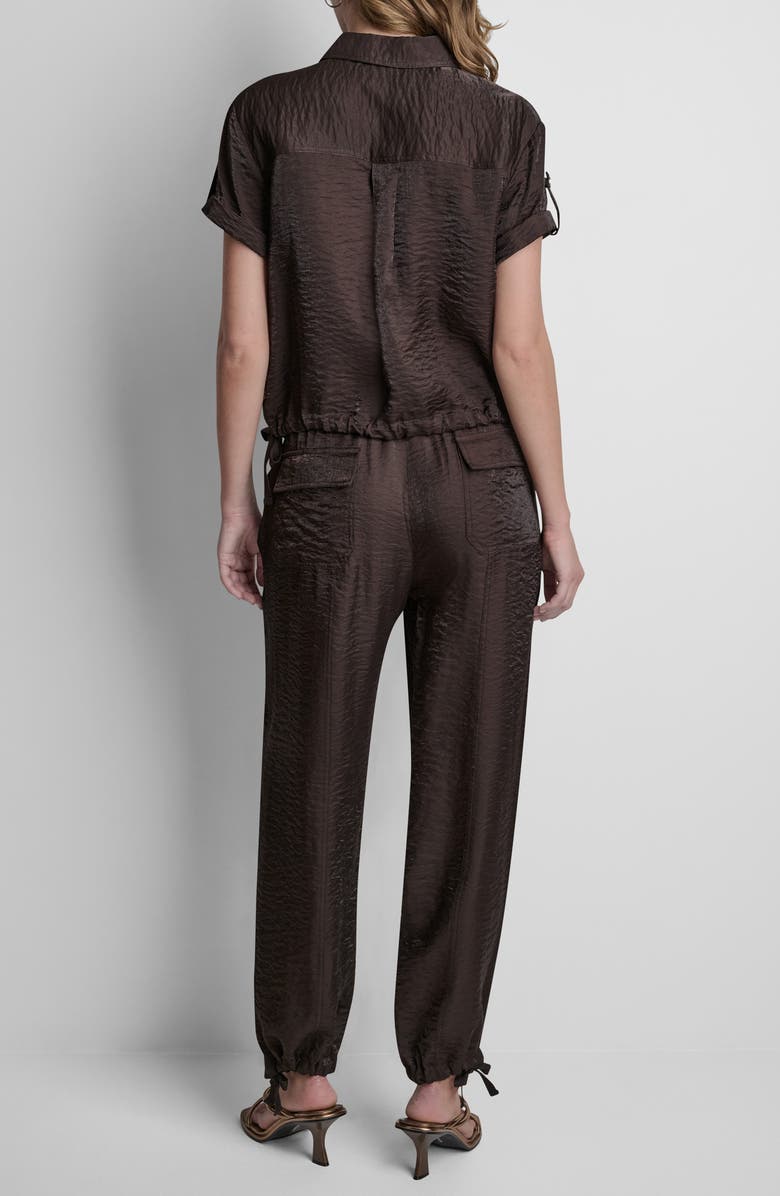 DKNY Twinkle Crinkle Roll Tab Cuff Button-Up Shirt, Alternate, color, Tobacco