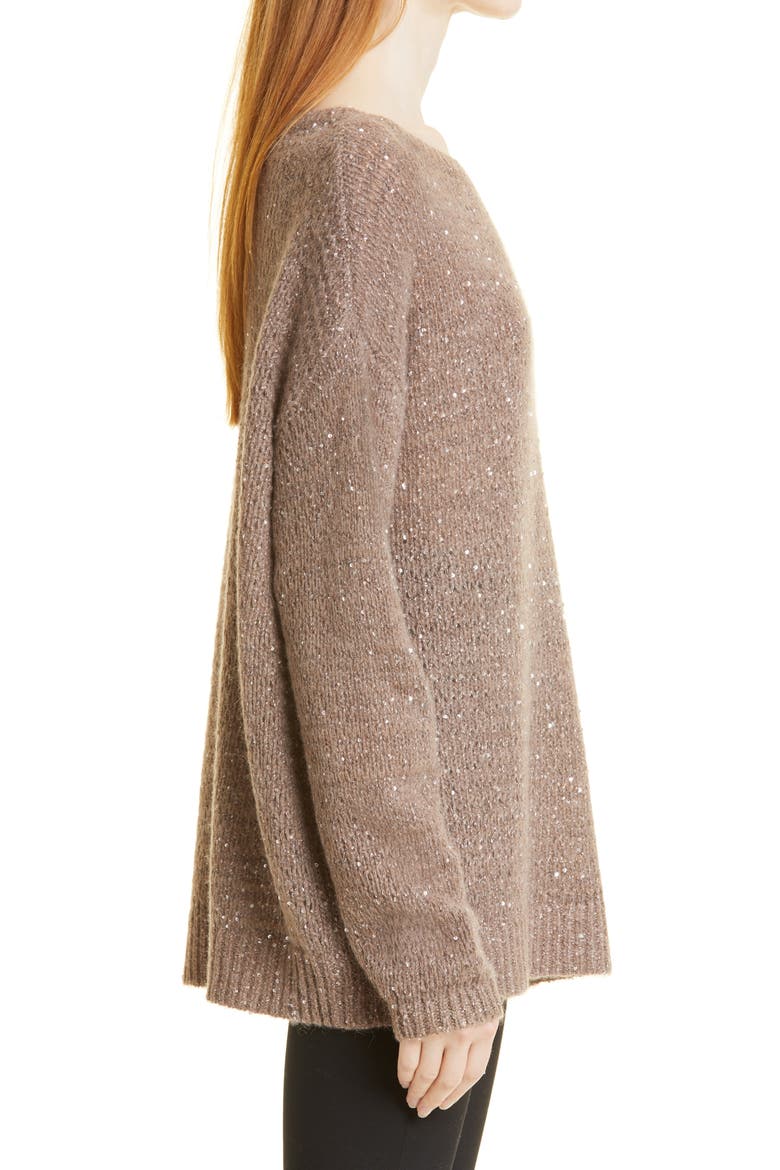 Sequin Sweater, Alternate, color, BROWN COMBO