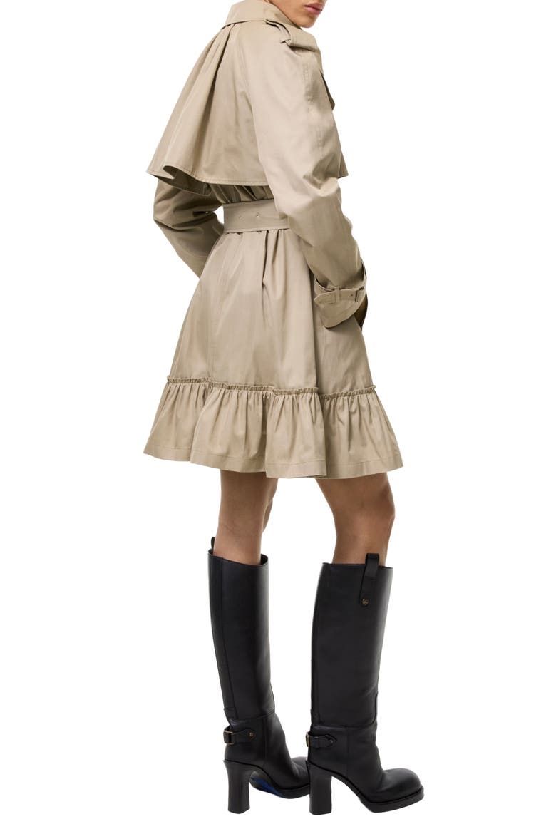 Tillydrine Ruffle Trench Coat, Alternate, color, SALTMARSH BEIGE