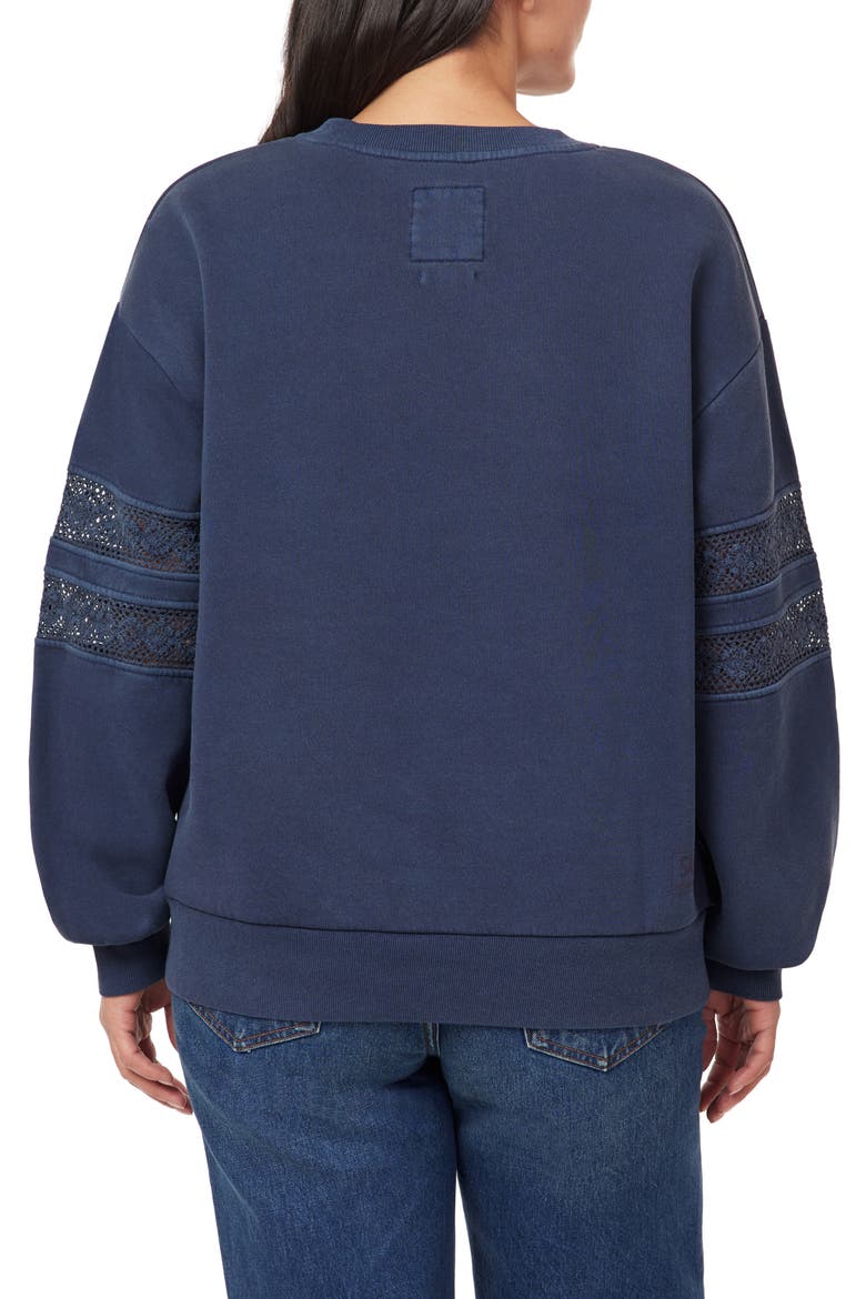 Lace Trim Fleece Pullover Sweater, Alternate, color, MOOD INDIGO