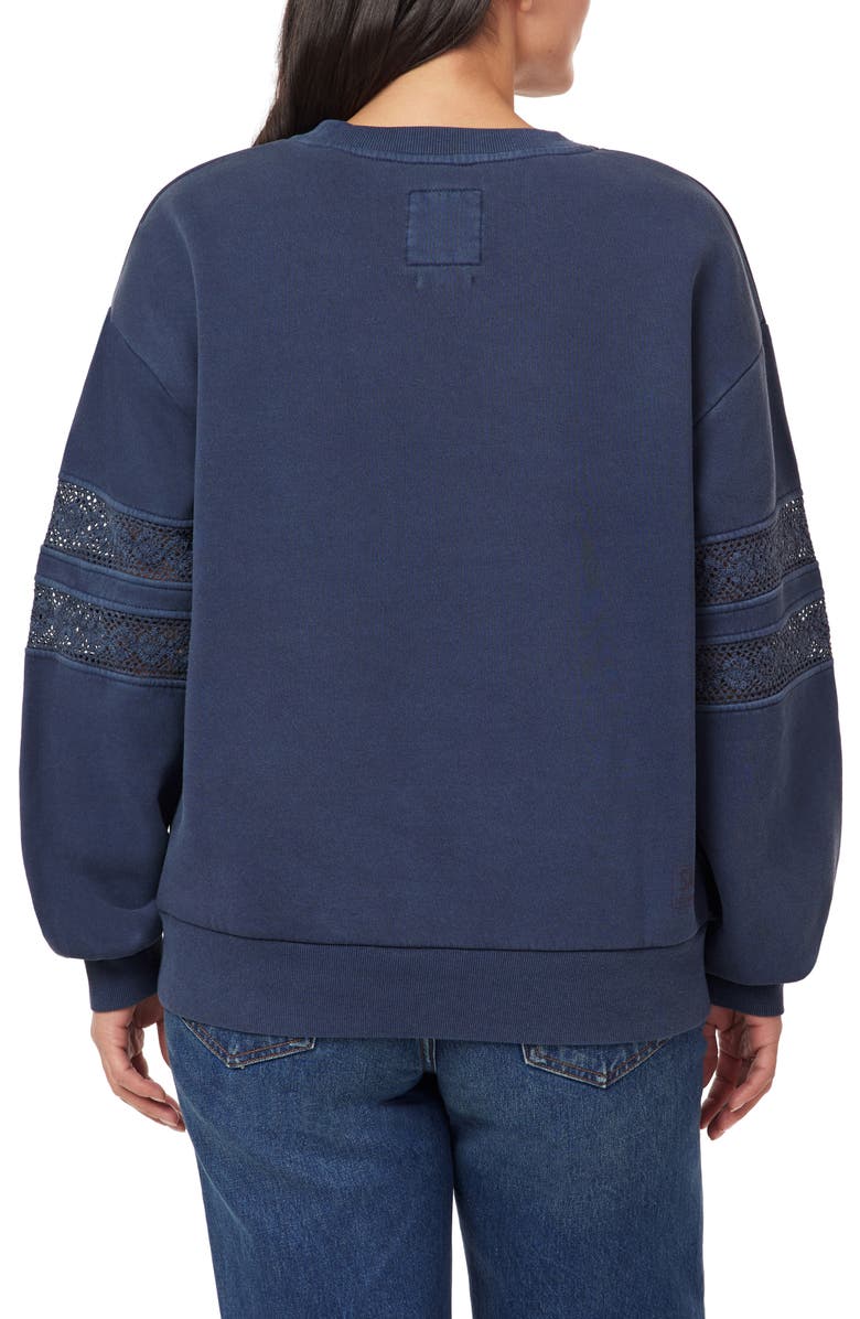 C & C California Lace Trim Fleece Pullover Sweater, Alternate, color, Mood Indigo