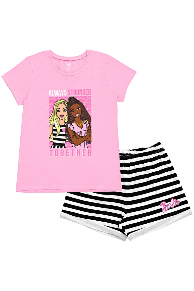 T-Shirt & French Terry Shorts Set, Main, color, Pink / Black