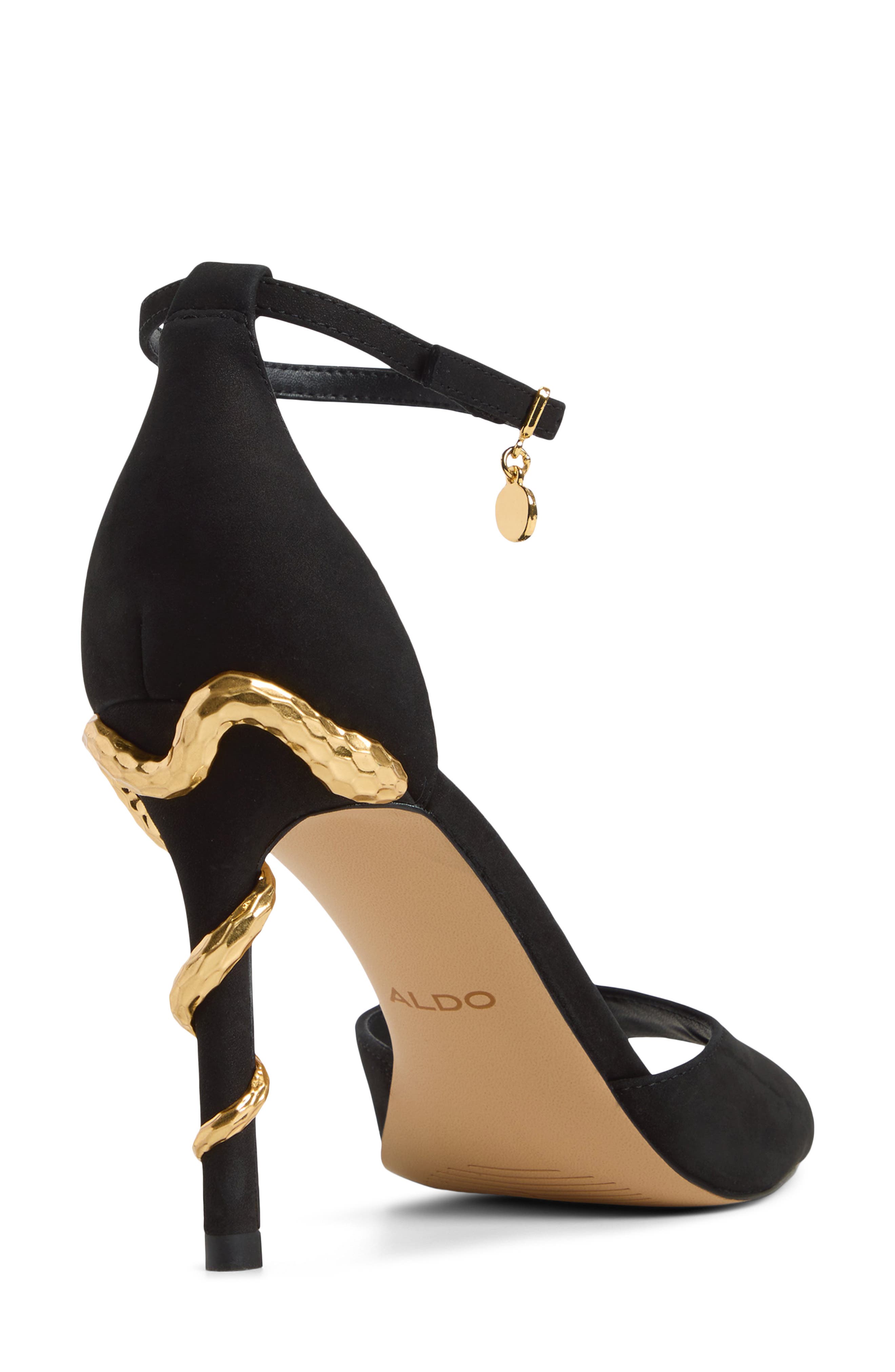 ALDO Medeza Ankle Strap Pointed Toe Sandal, Alternate, color, Black