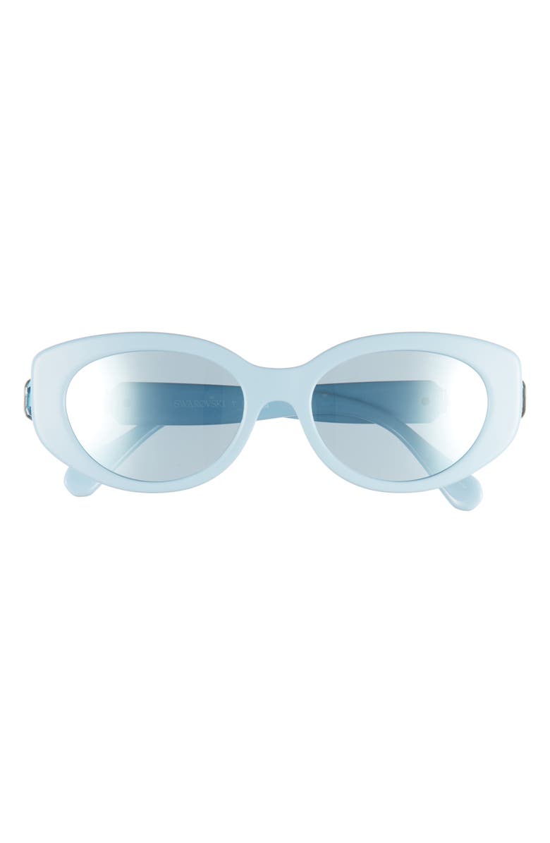 Swarovski 53mm Oval Sunglasses, Main, color, Light Blue