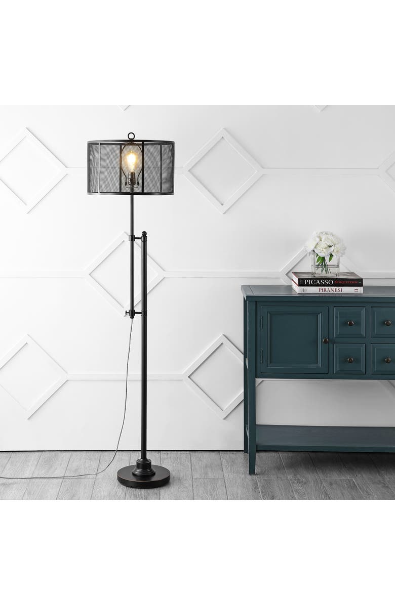JONATHAN Y Noah Modern Industrial Iron Height-Adjustable LED Floor Lamp, Main, color, Charcoal/Black