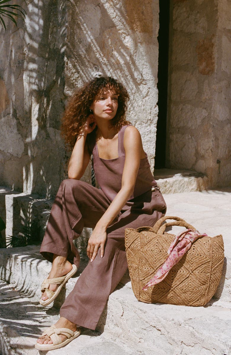 Vitamin A<sup>®</sup> Cala Raffia Tote, Alternate, color, Caramel