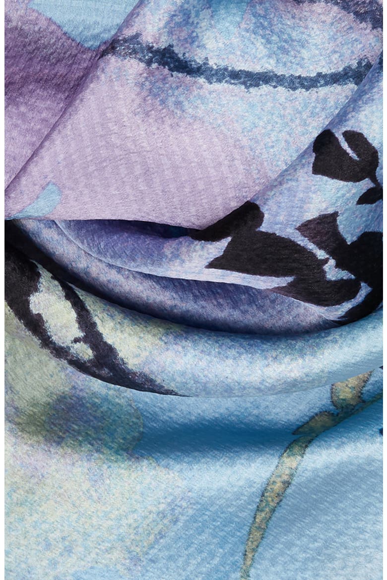 April Floral Print Hammered Silk Square Scarf, Alternate, color, BLUE APRIL FLORA PRINT