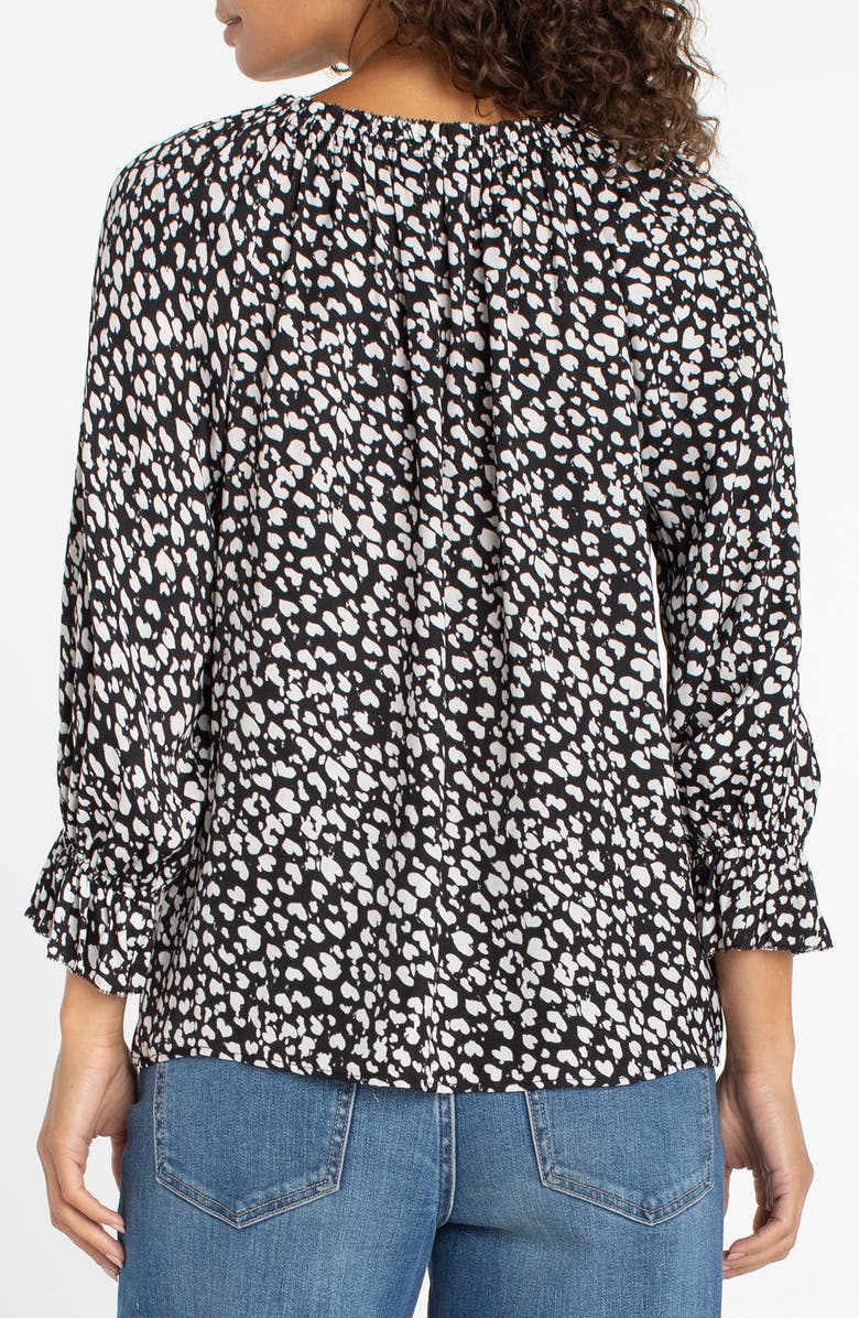 Liverpool Los Angeles Front Button Top, Alternate, color, Black/ Cream Hearts