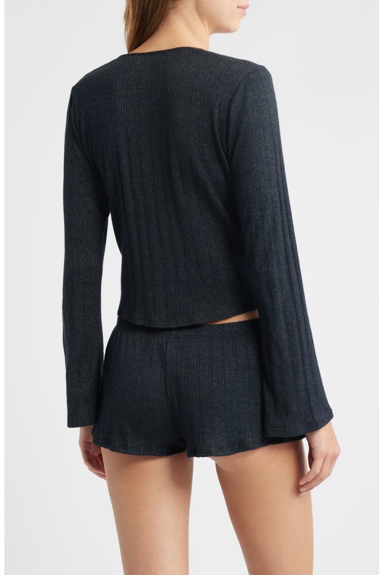 The Jackie Rib Cashmere Blend Cardigan, Alternate, color, BLACK