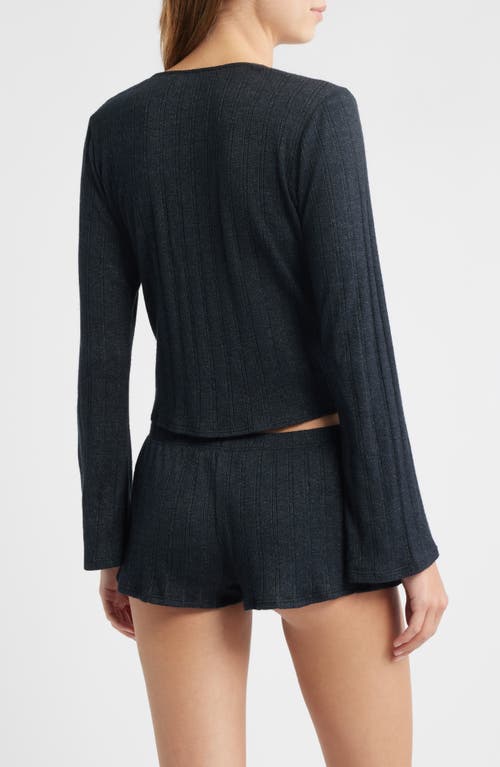 Bella Venice The Jackie Rib Cashmere Blend Cardigan In Blue