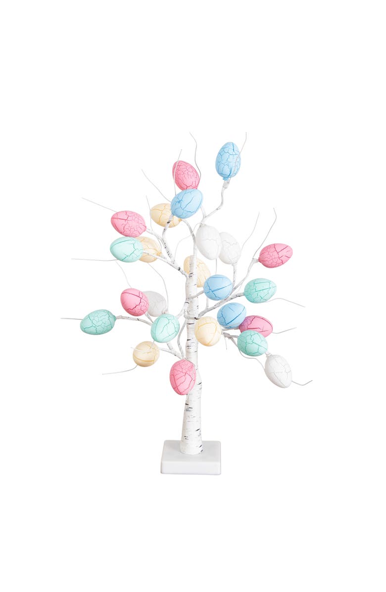 NEARLY NATURAL 2-ft Pre-Lit Artificial Easter Egg Twig Tree with 24 LED Lights, Main, color, White