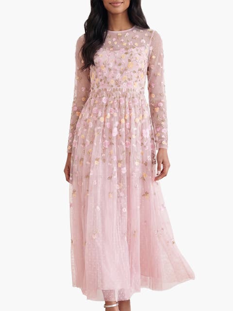 Trailing Roses Long Sleeve Maxi Gown