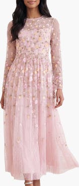 Needle & Thread Trailing Roses Long Sleeve Maxi Gown