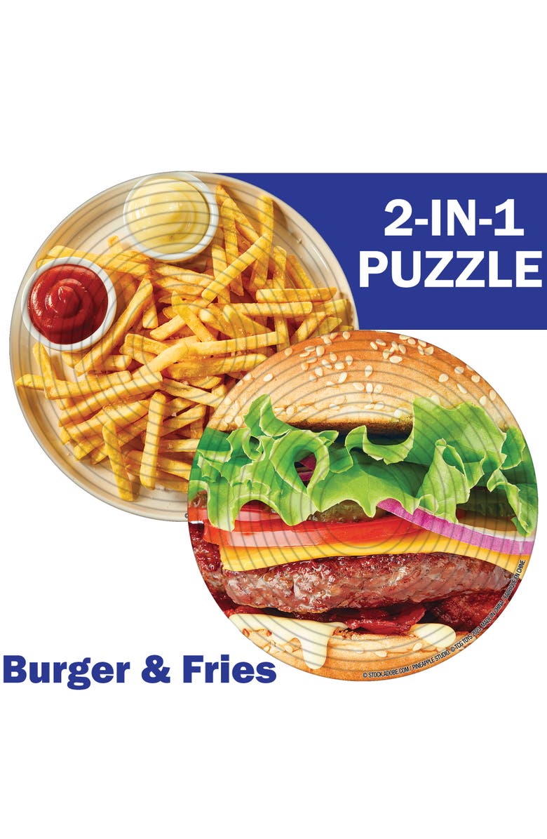 Spin Flip Burger & Fries 14 Rings 2In1 Doublesided Puzzle, Alternate, color, Multicolored
