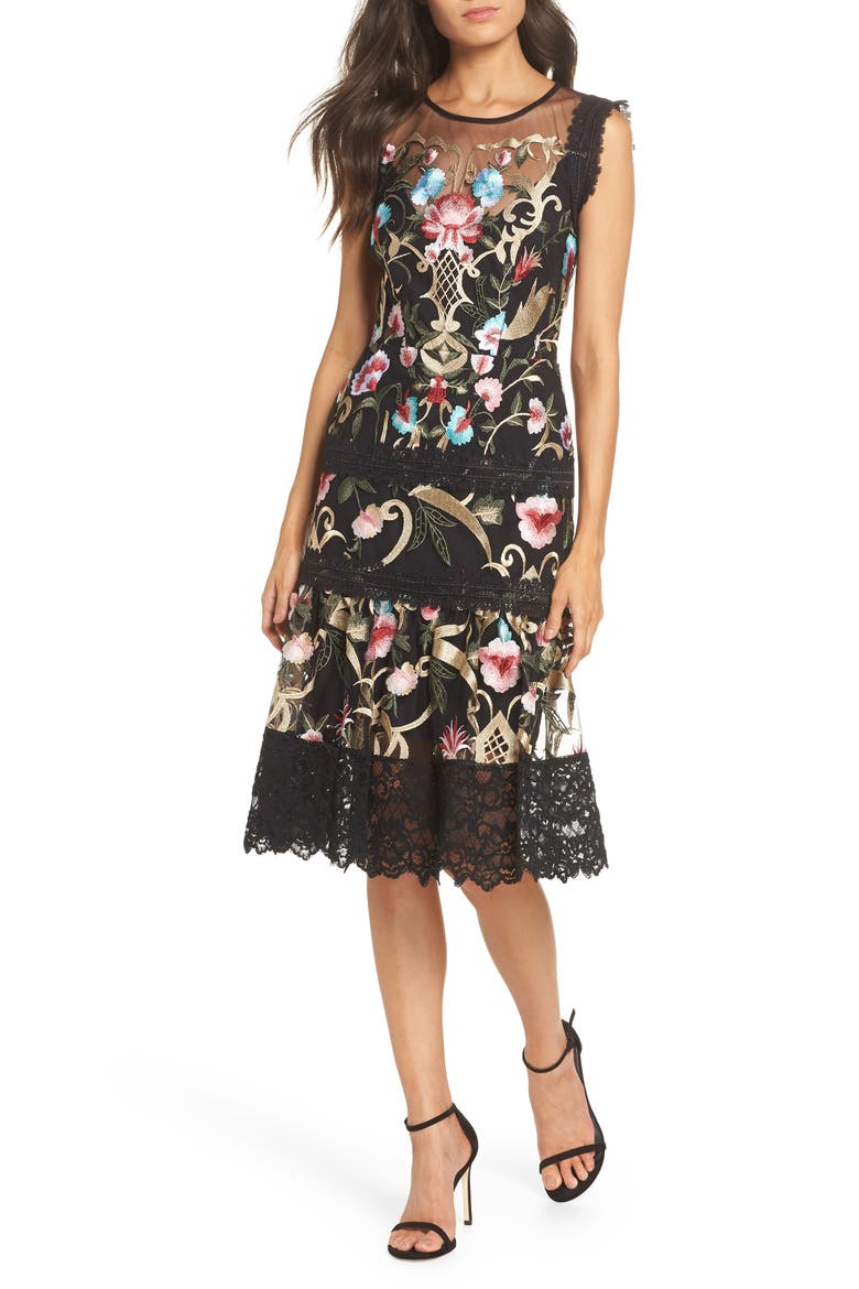 Bronx & Banco Agata Embroidered Fit and Flare Dress, Main, color, MULTI COLOR