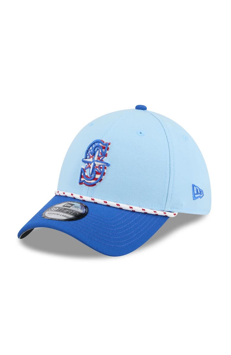 New Era Men's New Era Light Blue/Blue Seattle Mariners 2025 Fourth of July 39THIRTY Flex Hat, Alternate, color, 