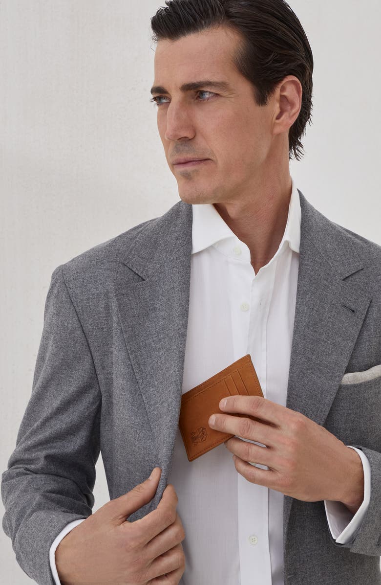 Brunello Cucinelli Nubuck card holder, Alternate, color, Natural