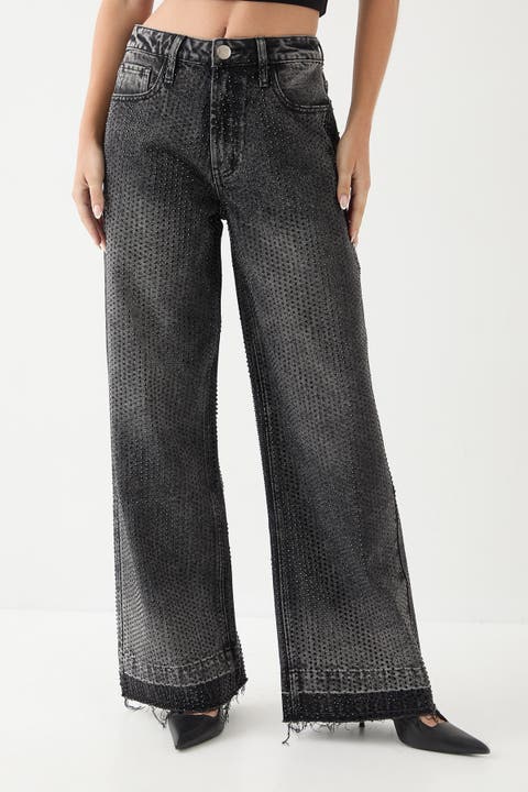 Diamante Embellished Straight Leg Jeans