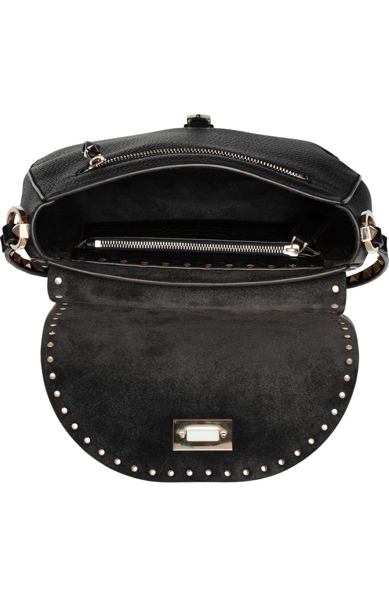 Valentino Garavani Small Rockstud Leather Saddle Bag, Alternate, color,
