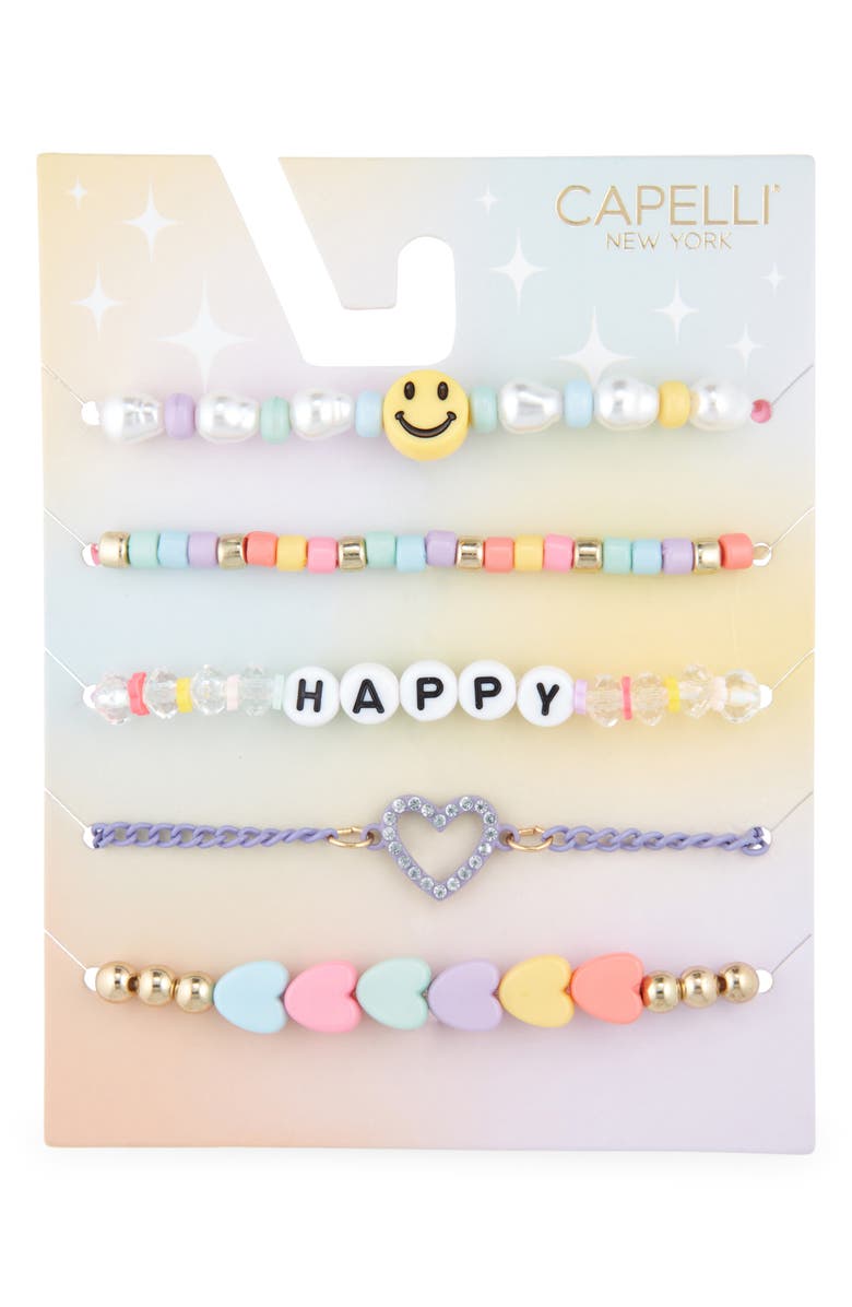 Capelli New York Kids' Assorted Set of 5 Bracelets, Main, color,