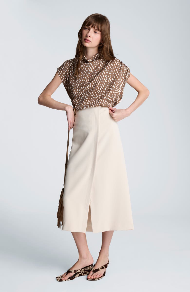 Kenneth Cole Slit Midi Skirt, Alternate, color, Oyster