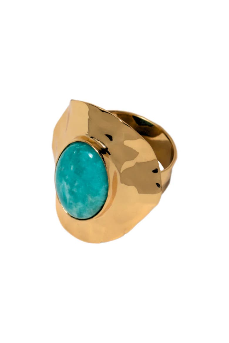 Amazonite Cabochon Statement Ring, Main, color, GOLD
