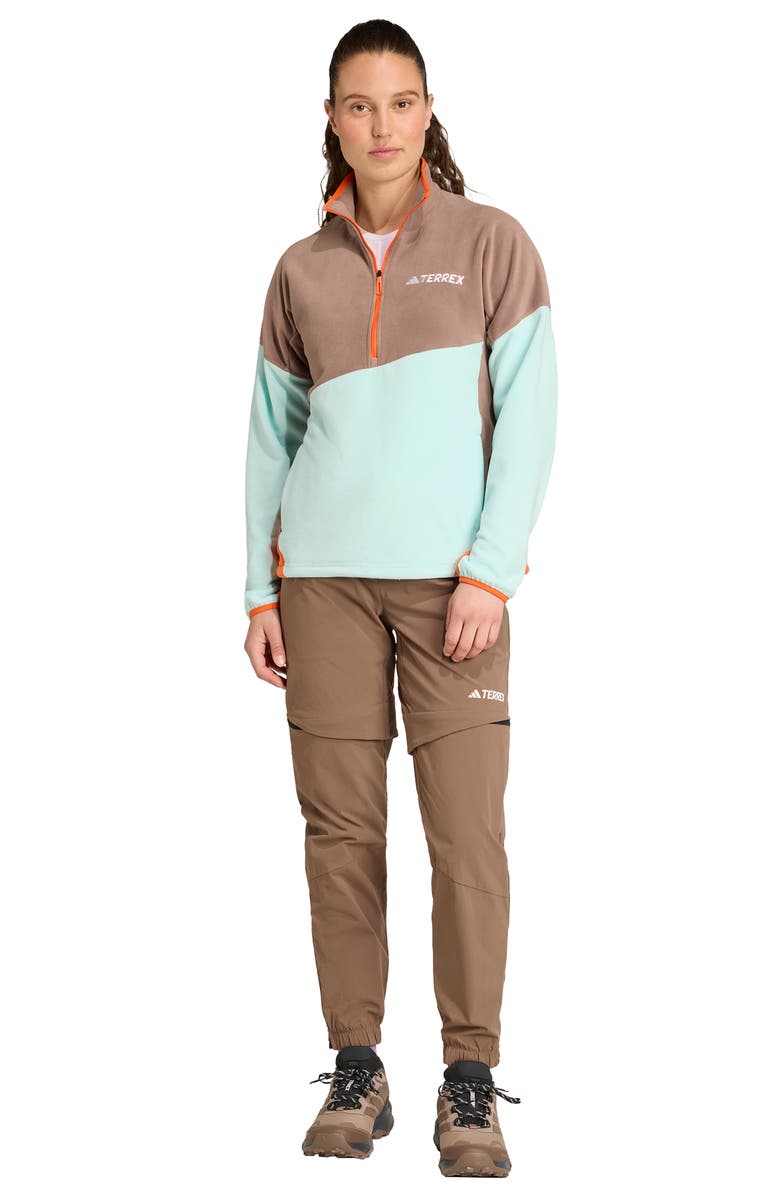 adidas Terrex Half Zip Fleece Jacket, Alternate, color, Brown/ Aqua/ Impact Orange