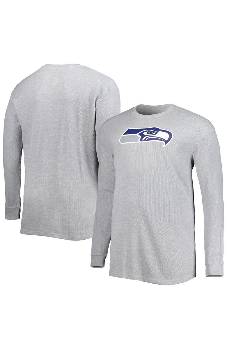PROFILE Men's Heather Gray Seattle Seahawks Big & Tall Waffle-Knit Thermal Long Sleeve T-Shirt, Main, color,