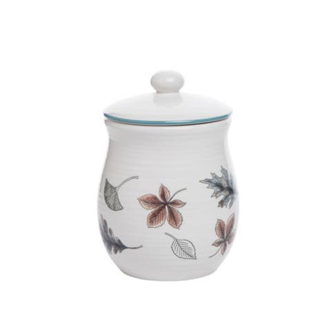 Dolomite Homestead Cookie Jar White Ceramic Fall Harvest Design