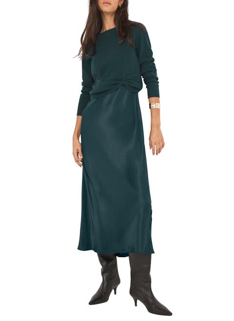Layered Satin Midi Dress