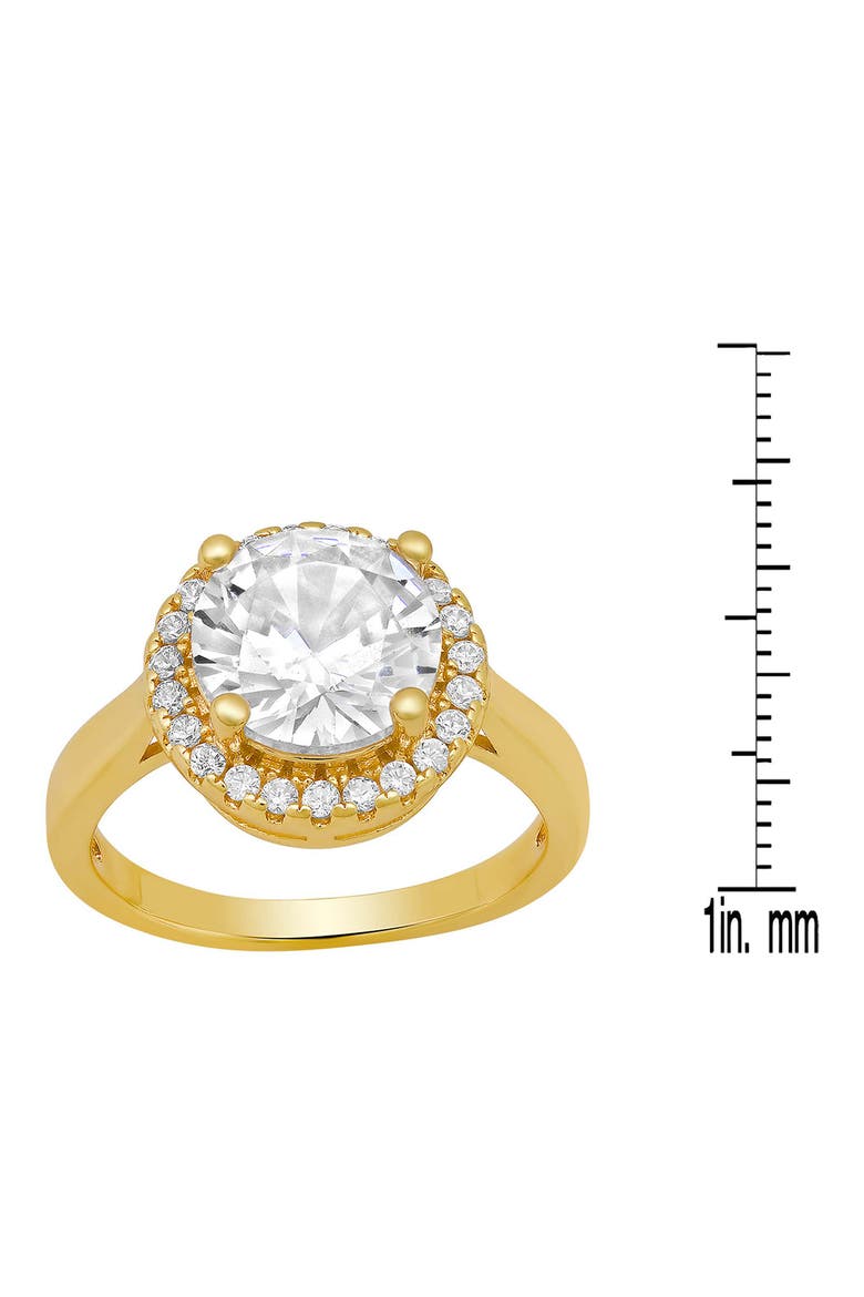 18k Gold Plated Cubic Zirconia Halo Ring, Alternate, color, GOLD