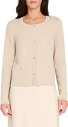 Tahari ASL Metallic Sparkle Bow Button Cardigan