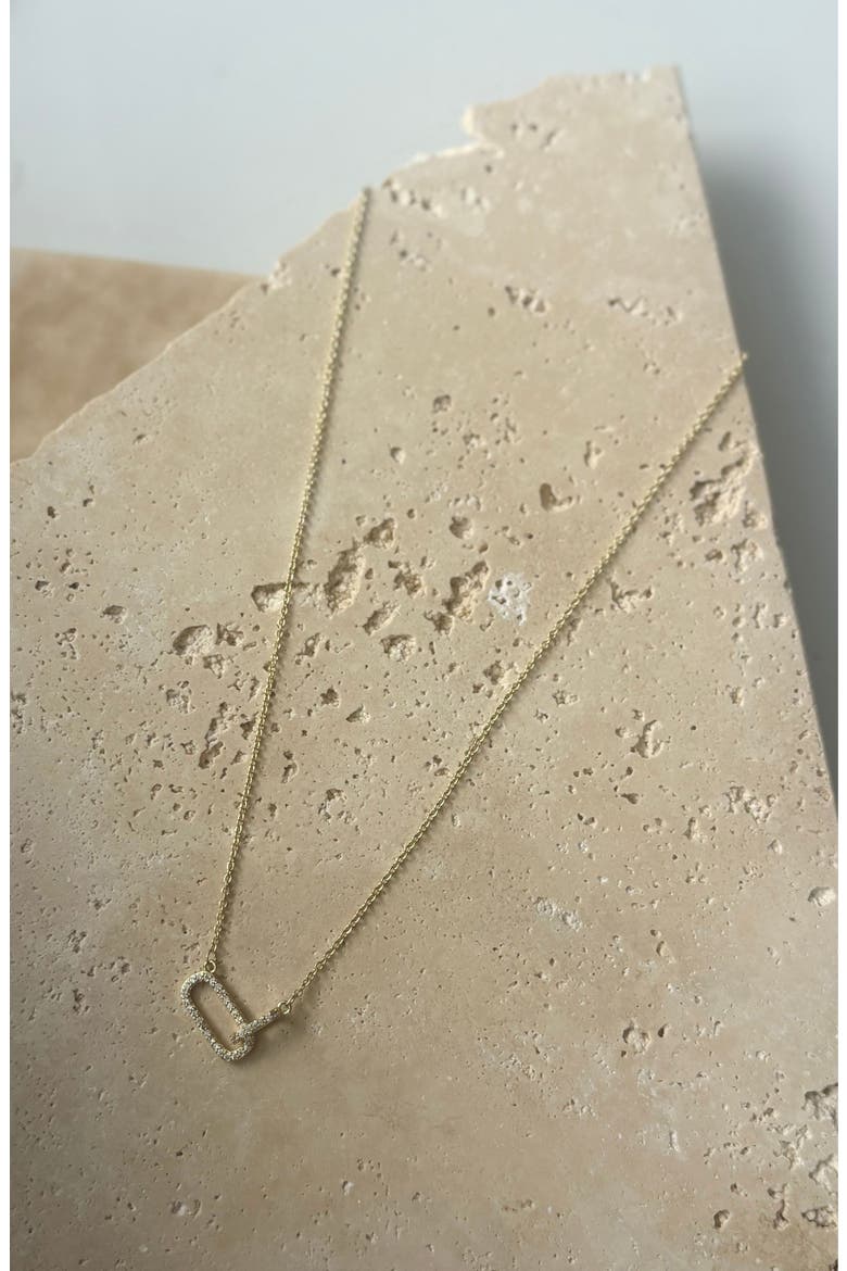 Pavé Cubic Zirconia Link Pendant Necklace, Alternate, color, GOLD
