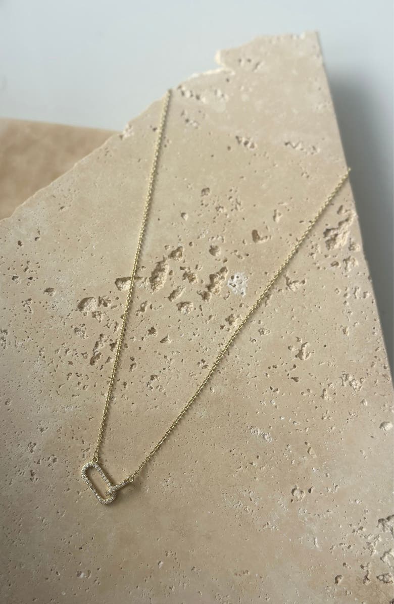 Adornia Pavé Cubic Zirconia Link Pendant Necklace, Alternate, color, Gold