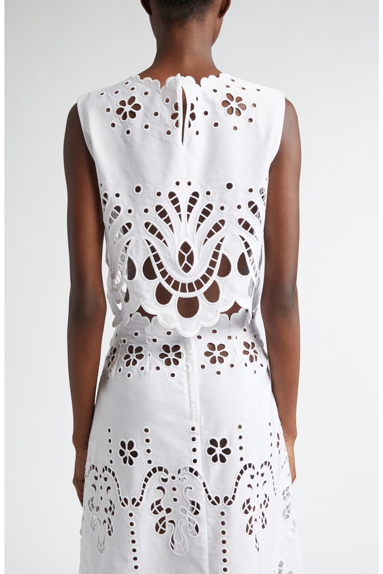 Embroidered Eyelet Crop Top, Alternate, color, BIANCO OTTICO