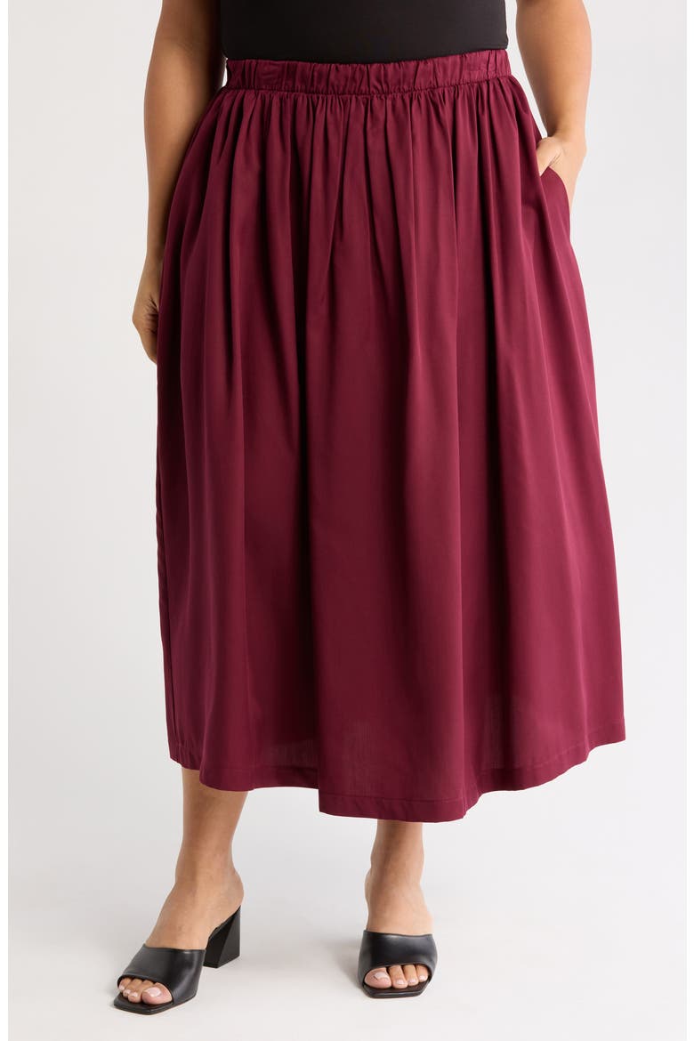 Flared Midi Skirt, Main, color, BURGUNDY
